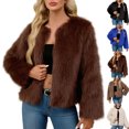 thumbnail image 1 of Gamivast Faux Fur Jackets for Women 2025 Fuzzy Cropped Crew Neck Fleece Coats Casual Loose Long Sleeve Open Front Fuzzy Outerwear Winter Warm Trendy Clothes, 1 of 9