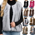 thumbnail image 1 of Gamivast Faux Fur Vest Women Sleeveless 2025 Trendy Fall Open Front Fuzzy Jacket Fuzzy Solid Color One Button Winter Coats Soft Casual Warm Cardigan, 1 of 6