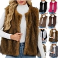 thumbnail image 1 of Gamivast Faux Fur Vest Women Sleeveless 2025 Trendy Fall Open Front Fuzzy Jacket Fuzzy Solid Color One Button Winter Coats Soft Casual Warm Cardigan, 1 of 6