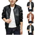 thumbnail image 1 of Gamivast Faux Leather Jacket Kids Warm Winter Zip up Crewneck Bomber Fleece Lined Coats for Boys Girls and Teen Fashion Long Cuffed Sleeve Thick Outerwear with Pockets (2-16), 1 of 9