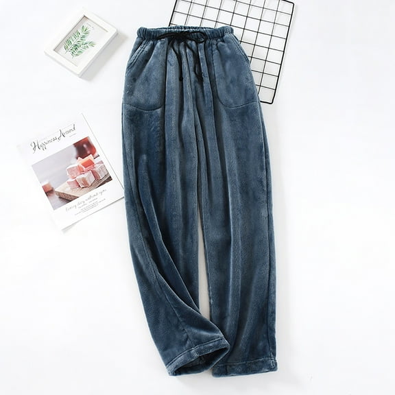 Gamivast Flannel Pajama Pants Women Winter Soft Straight Wide Leg Pants with Pockets Fleece Drawstring Elastic Waist Sweatpants Lounge Thermal Sleepwear