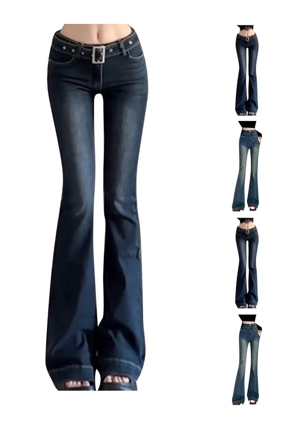 Flare Jeans for Women High Waisted Tall Y2K Straight Wide Leg Bootcut Jeans with Front Pockets Distressed Vintage Belled Bottom Denim Pants Fall Fashion Must Haves 2025