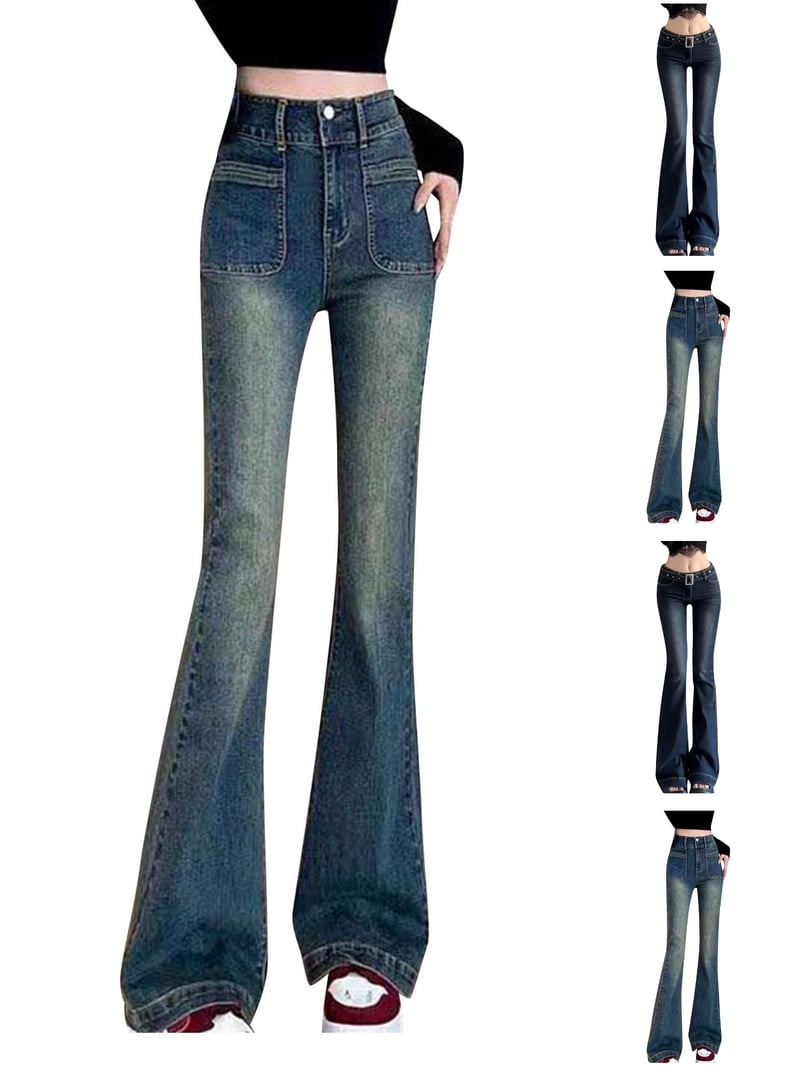 Gamivast Flare Jeans for Women High Waisted Tall Y2K Straight Wide