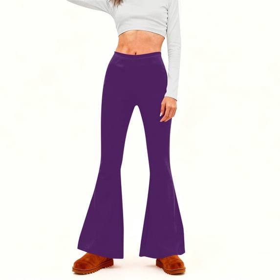 Gamivast Flare Pants for Women Stretch High Waist Fitted Yoga Pant Casual Trendy Tummy Control Pull on Bottoms Spring Streetwear Outfits