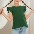 thumbnail image 1 of Gamivast Girls Shirts Ruffle Short Sleeve Summer Cute Casual Crewneck Tops Blouse Tee Plain Solid Kids Casual Clothes Green My Orders Placed Recently by Me Delivery Status, 1 of 8