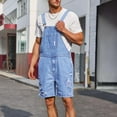 thumbnail image 1 of Gamivast Mens Denim Shorts Bib Overall Jean Romper Casual Loose Fit Walkshort Button Pockets Summer Jumpersuit Blue L Orders Placed by Me to be Delivered, 1 of 7