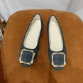 thumbnail image 1 of Gamivast Flat Shoes for Women Buckle Decor Flat Shoes Square Toe Ballet Flats Office Work Party Wedding Travel Daily Casual Dressy Footwear Army Green 37, 1 of 5