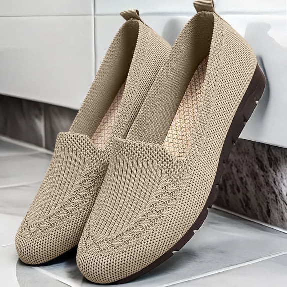 Gamivast Flats Shoes Women Dressy Comfortable Knit Slip on Flats Trendy Breathable Non Slip Cushioned Insole Shoes Daily Casual Office Outfits