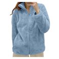 thumbnail image 1 of Gamivast Fleece Jacket Women Winter Zip up Stand Collar Thermal Coats with Pockets Trendy Long Sleeve Loose Casual Outerwear Solid Color Fashion Outfits, 1 of 5