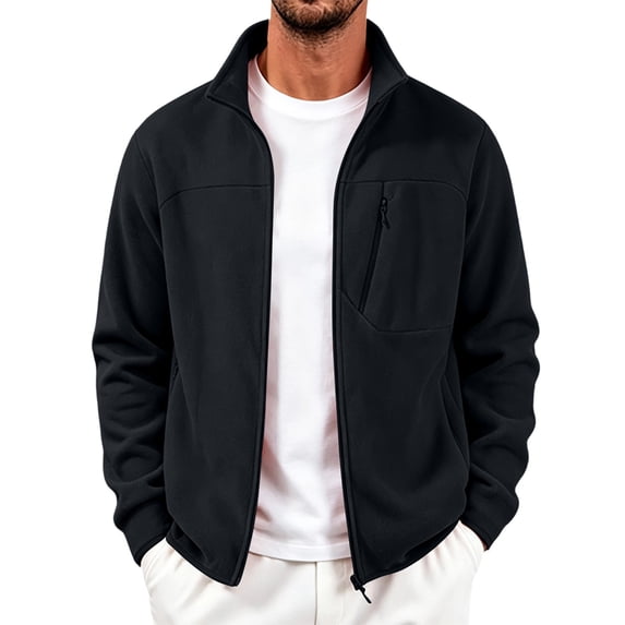 Gamivast Fleece Jacket for Men Zip Up Utility Coat Winter Warm Windbreaker Outerwear with Zipper Pockets for Work Hunting Camping