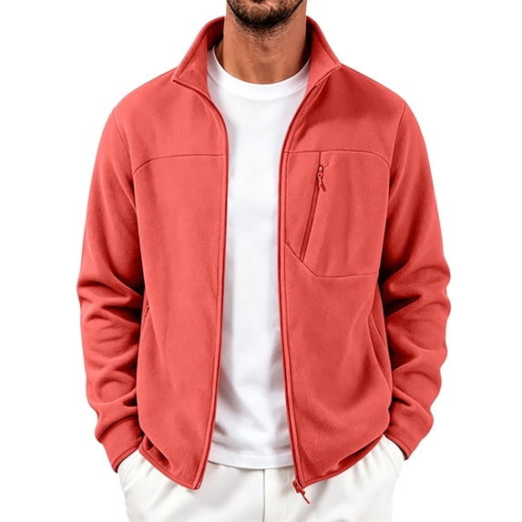 Gamivast Fleece Jacket for Men Zip Up Utility Coat Winter Warm Windbreaker Outerwear with Zipper Pockets for Work Hunting Camping