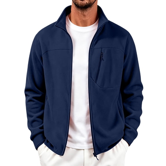 Gamivast Fleece Jacket for Men Zip Up Utility Coat Winter Warm Windbreaker Outerwear with Zipper Pockets for Work Hunting Camping