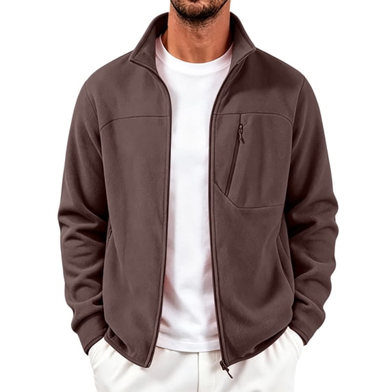 Gamivast Fleece Jacket for Men Zip Up Utility Coat Winter Warm Windbreaker Outerwear with Zipper Pockets for Work Hunting Camping