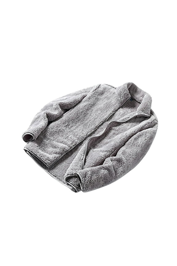 Fleece Jackets for Women Fuzzy Zip up Stand Collar Coats with Pockets Lightweight Warm Long Sleeve Casual Loose Jackets Trendy Solid Outerwear