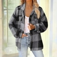 thumbnail image 1 of Gamivast Fleece Jackets for Women Plaid Long Sleeve Button Down Casual Jackets Winter Warm Travel Coats with Multiple Pockets Soft Comfortable Lapel Collar Outerwear, 1 of 6
