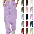 thumbnail image 1 of Gamivast Fleece Joggers for Women with Pockets Fuzzy Straight Leg Winter Warm Sweatpants with Pockets Outdoor Drawstring Elastic Waist Thermal Pants Athletic Running Cuffed Pants, 1 of 5