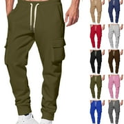 GAMIVAST Fleece Lined Cargo Pants for Men Loose Fitted Drawstring Sweatpants with Multiple Pockets Athletic Gym Straight Leg Joggers Work Tapered Joggers