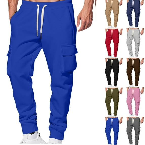 Gamivast Fleece Lined Cargo Pants for Men Loose Fitted Drawstring Sweatpants with Multiple Pockets Athletic Gym Straight Leg Joggers Work Tapered Joggers