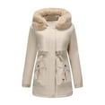 thumbnail image 1 of Gamivast Fleece Lined Jackets for Women Fuzzy Sherpa Zip up Faux Fur Hooded Coats with Pockets Winter Drawstring Waist Long Sleeve Warm Outerwear Casual Trendy Outfits, 1 of 5