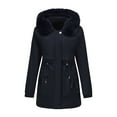 thumbnail image 1 of Gamivast Fleece Lined Jackets for Women Fuzzy Sherpa Zip up Faux Fur Hooded Coats with Pockets Winter Drawstring Waist Long Sleeve Warm Outerwear Casual Trendy Outfits, 1 of 5
