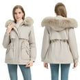 thumbnail image 1 of Gamivast Fleece Lined Jackets for Women Oversized Fur Hooded Zip up Winter Coats with Belt Thermal Long Sleeve Button Down Outerwear with Pockets Warm Clothes for Cold Weather, 1 of 5