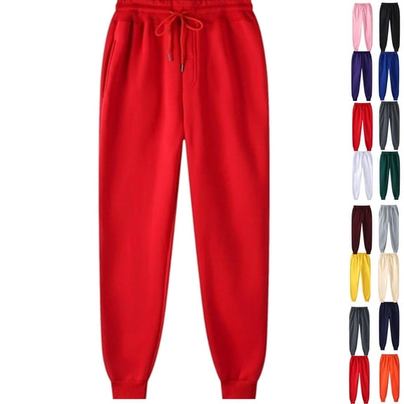 Gamivast Fleece Lined Joggers for Women Tall Hiking Straight Leg Winter Sweatpants with Pockets Warm Thermal Drawstring Elastic Waist Pants for Running Outerwear Workout