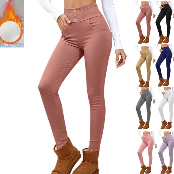Gamivast Fleece Lined Leggings Women with Pockets Warm Winter High Waisted Yoga Pants Thermal Tight Butt Lifting Tummy Control Sherpa Pants Pull On Ankle Length Workout Gym Legging