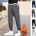thumbnail image 1 of Gamivast Fleece Lined Pants for Men Winter Casual Straight Leg Joggers Pockets Comfortable Low Rise Elastic Waist Trousers Travel Drawstring Solid Sweatpants, 1 of 5