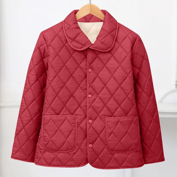 Gamivast Fleece Lined Quilted Jacket Women Plus Size Button Down Lapel Neck Long Sleeve Winter Outerwear Warm Pockets Loose Coats Fall Fashion Outfits