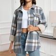 thumbnail image 1 of Gamivast Fleece Lined Shacket for Women Plaid Button Down Long Sleeve Winter Jackets with Chest Pockets Long Loose Stand Collar Warm Coats Fall Trendy Outerwear 2025, 1 of 6