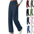 thumbnail image 1 of Gamivast Fleece Pants Women with Pockets Baggy Straight Wide Leg Sweatpants Winter Thermal Open Bottom High Waisted Warm Joggers Hiking Outdoor Pull On Pants, 1 of 6