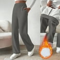 thumbnail image 1 of Gamivast Fleece Pants Women with Pockets Baggy Straight Wide Leg Sweatpants Winter Thermal Open Bottom High Waisted Warm Joggers Hiking Outdoor Pull On Pants, 1 of 6