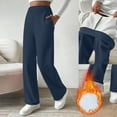 thumbnail image 1 of Gamivast Fleece Pants Women with Pockets Baggy Straight Wide Leg Sweatpants Winter Thermal Open Bottom High Waisted Warm Joggers Hiking Outdoor Pull On Pants, 1 of 6