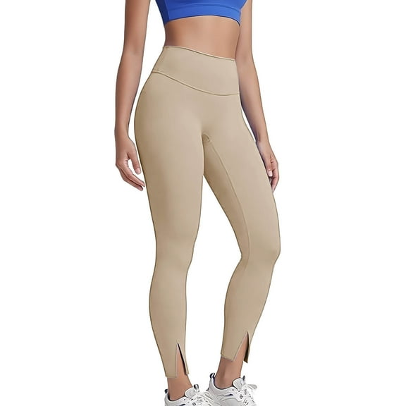 Gamivast Fleece Yoga Pants for Women Thermal Winter High Waisted Leggings Workout Solid Stretchy Trousers with Pockets Comfortable Casual Split Trousers