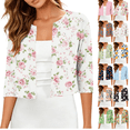 thumbnail image 1 of Gamivast Floral Bolero Shrugs for Women-3/4 Sleeve Open Front Cropped Cardigan Lightweight Summer Dress Cover Up Tops for Vacation Beach Party Wedding Guest, 1 of 7