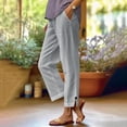 thumbnail image 1 of Gamivast Flowy Capris for Women Elastic Waist Cotton Linen Cropped Pants Straight Leg Lightweight Summer Trousers with Pockets Vacation Wear, 1 of 7