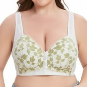Gamivast Front Closure Bras for Women Plus Size No Underwire Bra Full Coverage Anti-Sagging Bra Convenient Breathable Everyday Bras White46E Br Sieres Para Mujer
