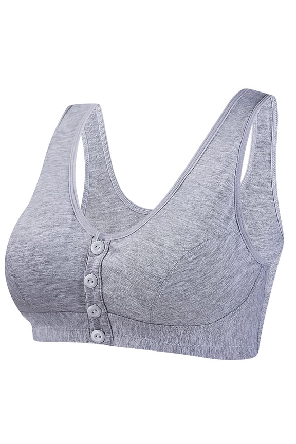 Front Closure Bras for Women Plus Size No Underwire Bra for Senior Convenient Light Shaping Bras Full Coverage Easy Close Bras Gray XXXXL Brasier Sin Varillas Para Mujer