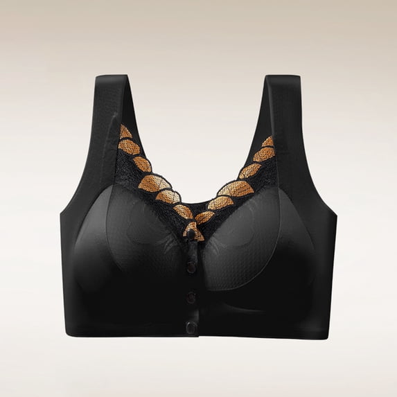 Gamivast Front Closure Bras for Women Lace Comfortable Supportive Wireless Bras Seamless Soft Adjustable Strap Everyday Full Coverage Bralette