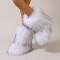 thumbnail image 1 of Gamivast Furry Boots Ankle Length Comfortable Platformed Flat Heel Booties with Anti-Slip Trendy Fuzzy Slip-On Winter Warm Soft Round Toe Shoes Fashion Cozy Boot for House Indoor Streetwear, 1 of 6
