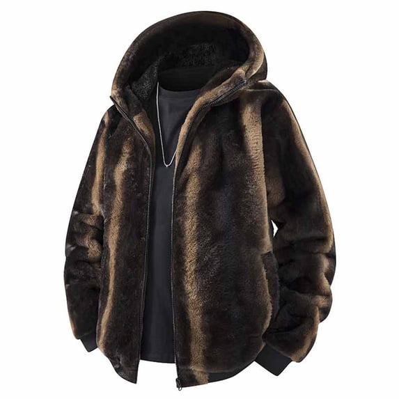 Gamivast Fuzzy Fleece Hoodie for Men Zip Up Casual Winter Warm Fluffy Jacket Long Sleeve Sherpa Coats Thick Outerwear Sweaters