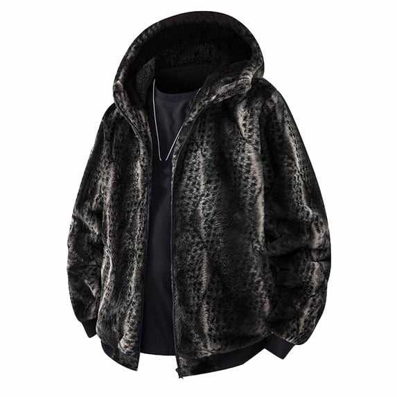 Gamivast Fuzzy Fleece Hoodie for Men Zip Up Casual Winter Warm Fluffy Jacket Long Sleeve Sherpa Coats Thick Outerwear Sweaters