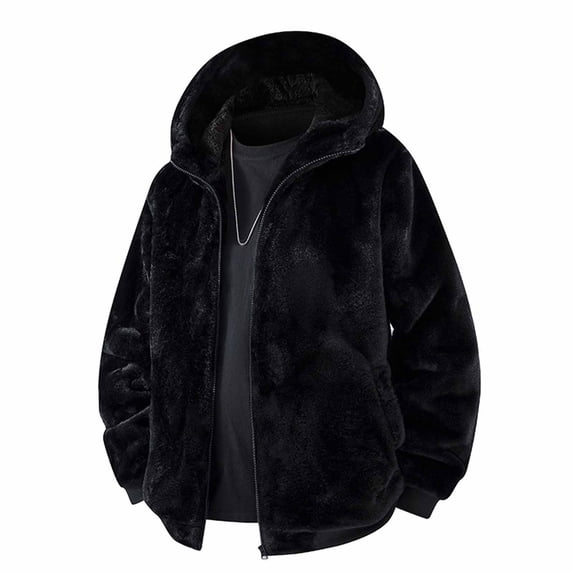 Gamivast Fuzzy Fleece Hoodie for Men Zip Up Casual Winter Warm Fluffy Jacket Long Sleeve Sherpa Coats Thick Outerwear Sweaters