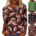 thumbnail image 1 of Gamivast Game Day Tops Women Plus Size 3/4 Sleeve Football Graphic Shirt Loose Fitted Drop Shoulder Crew Neck Casual Blouse Funny Superbowl Outfits, 1 of 5