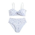 thumbnail image 1 of Gamivast Girls Bathing Suits Size 10-12 Boho Floral Two Piece Swimwear High Waisted Bathing Suit Cute Crew Neck Bikini Sets for Teen White 10Y Trajes De Baño Para Niños Y Niñas Clearance, 1 of 7