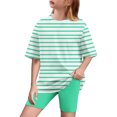 thumbnail image 1 of Gamivast Girls Clothes Summer 2 Piece Outfits Fashion Gradient Color Drop Shoulder T-Shirts and Shorts Sets Vacation Casual Kids Clothing Sets Green 14-16 Camiseta De Para Niños My Orders, 1 of 7