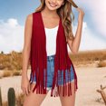 thumbnail image 1 of Gamivast Girls Fashion Fringe Vest 70S Hippie Costume Sleeveless Clothes Solid Color Western Faux Suede Tassel Leather Outerwear Wine 10-12 Camiseta De Para Niños, 1 of 5