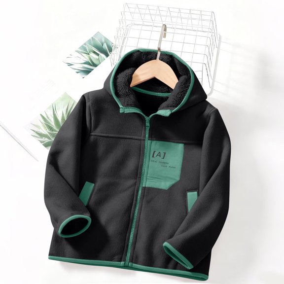 Gamivast Girls Fleece Jacket with Hood Size 4-15 Graphic Cute Zip up Fuzzy Coats with Pockets Winter Fashion Long Sleeve Warm Sherpa Lined Outerwear for Kids Boys Teen