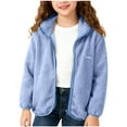 thumbnail image 1 of Gamivast Girls' Fleece Jackets & Coats Lightweight Letter Printed Zip up Lapel Collar Winter Sherpa Coats with Pockets Loose Fitted Long Sleeve Outerwear for Kids Teen (3-14), 1 of 6
