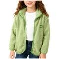 thumbnail image 1 of Gamivast Girls' Fleece Jackets & Coats Lightweight Letter Printed Zip up Lapel Collar Winter Sherpa Coats with Pockets Loose Fitted Long Sleeve Outerwear for Kids Teen (3-14), 1 of 6